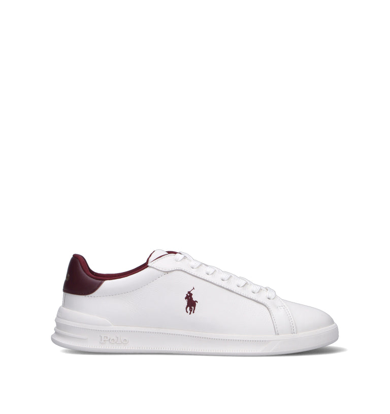 POLO RALPH LAUREN Sneaker uomo bianca/bordeaux in pelle