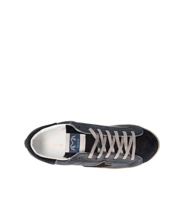 AMA-BRAND Sneaker uomo nera in pelle