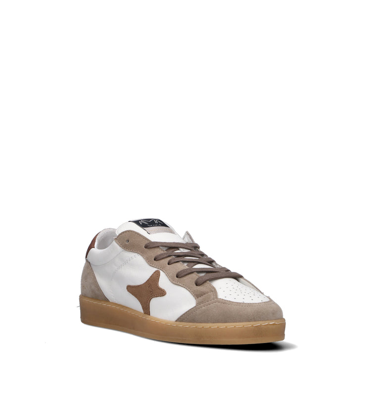 AMA-BRAND Sneaker uomo bianca/taupe in pelle