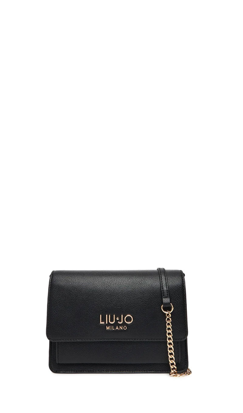LIU JO: Borsa a tracolla in pelle sintetica con logo - Nero | Borse A