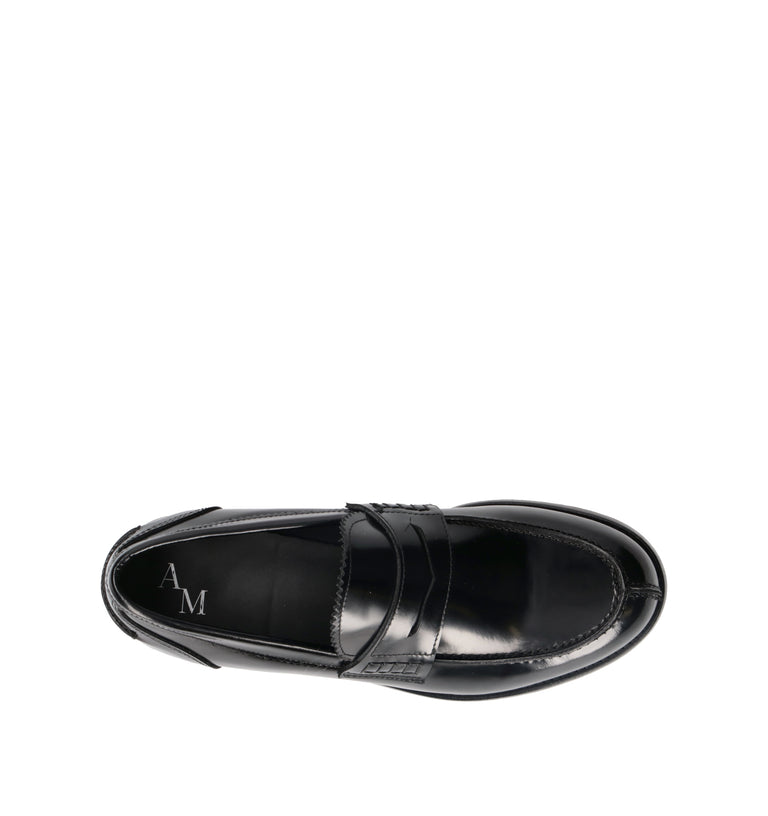 ANTICO MASTRO Mocassino uomo nero in pelle