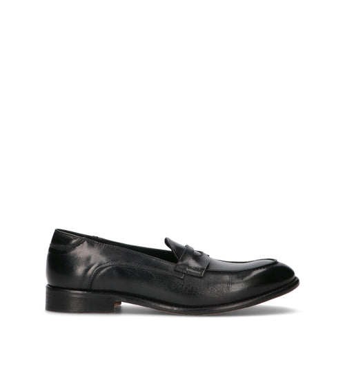 ANTICO MASTRO Mocassino uomo nero in pelle