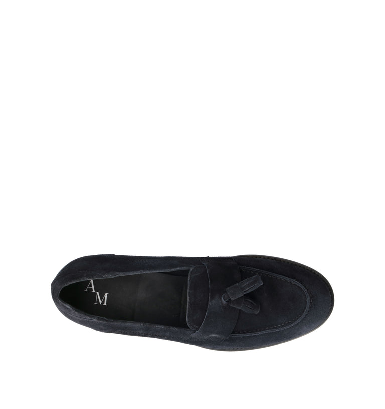 ANTICO MASTRO Mocassino uomo blu in suede