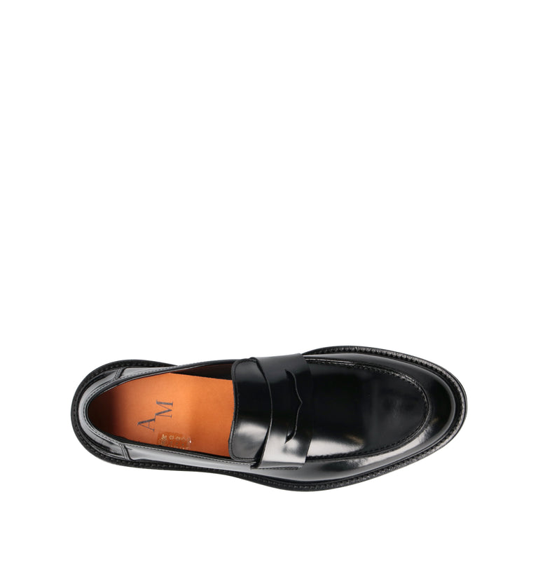 ANTICO MASTRO Mocassino uomo nero in pelle