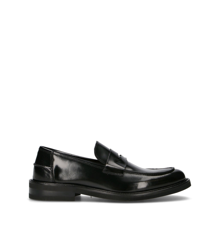 ANTICO MASTRO Mocassino uomo nero in pelle