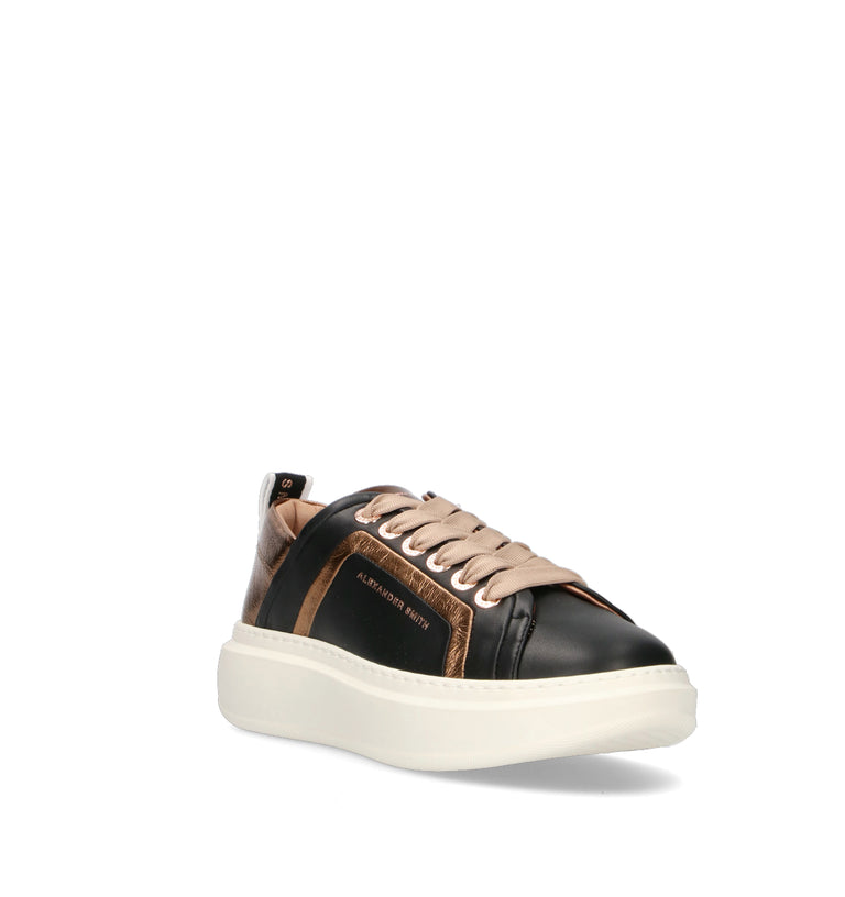 ALEXANDER SMITH Sneaker donna nera/oro in pelle