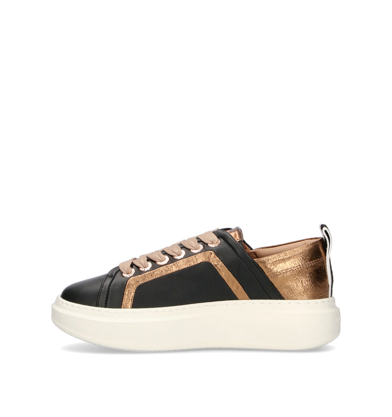 ALEXANDER SMITH Sneaker donna nera/oro in pelle