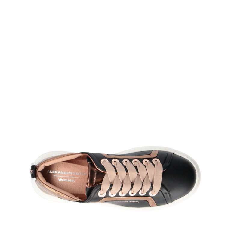 ALEXANDER SMITH Sneaker donna nera/oro in pelle