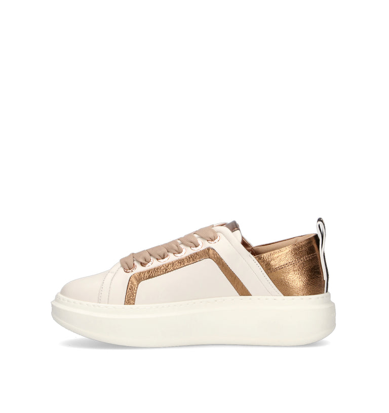 ALEXANDER SMITH Sneaker donna bianca/oro in pelle