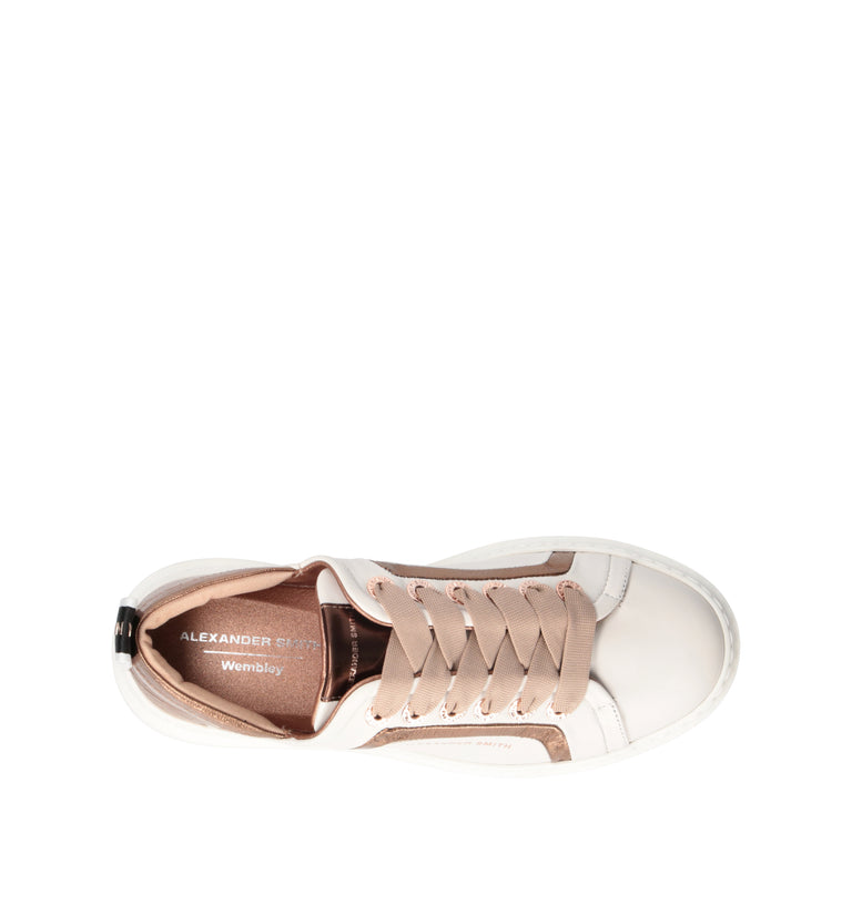 ALEXANDER SMITH Sneaker donna bianca/oro in pelle