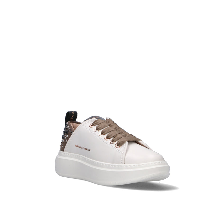 ALEXANDER SMITH Sneaker donna bianca/marrone in pelle