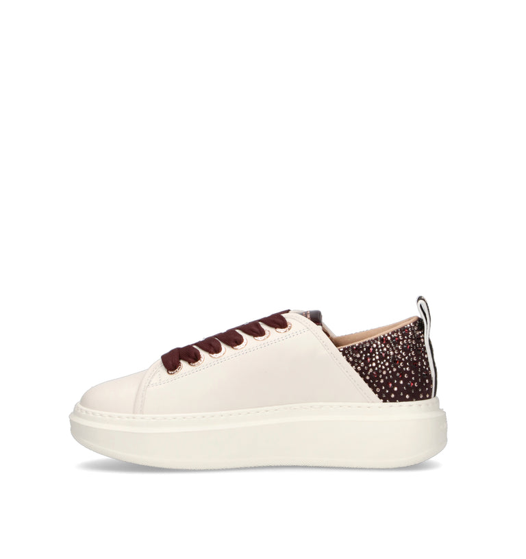 ALEXANDER SMITH Sneaker donna bianca/bordeaux in pelle
