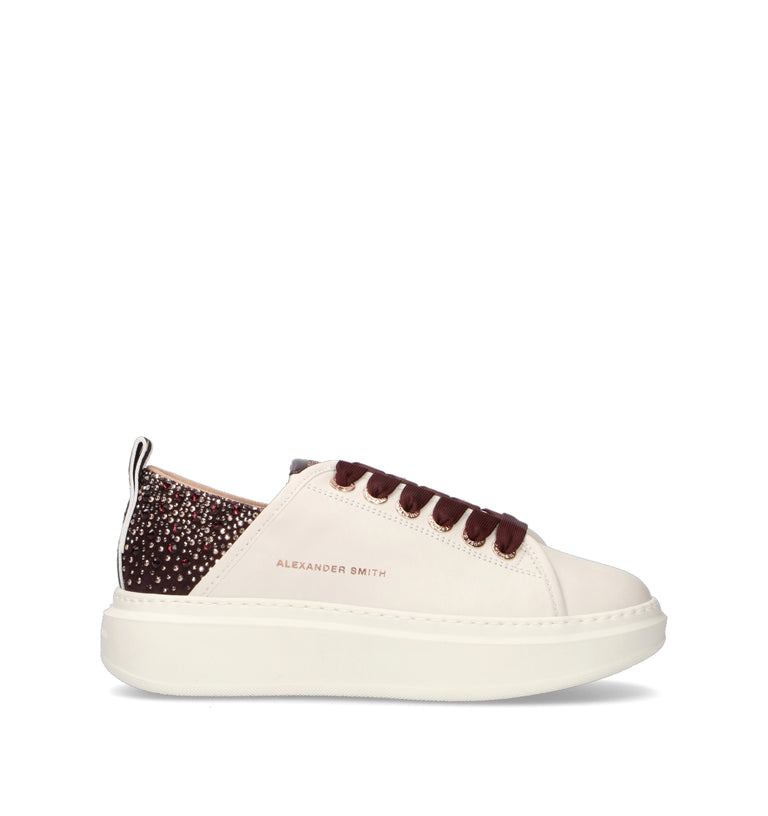 ALEXANDER SMITH Sneaker donna bianca/bordeaux in pelle