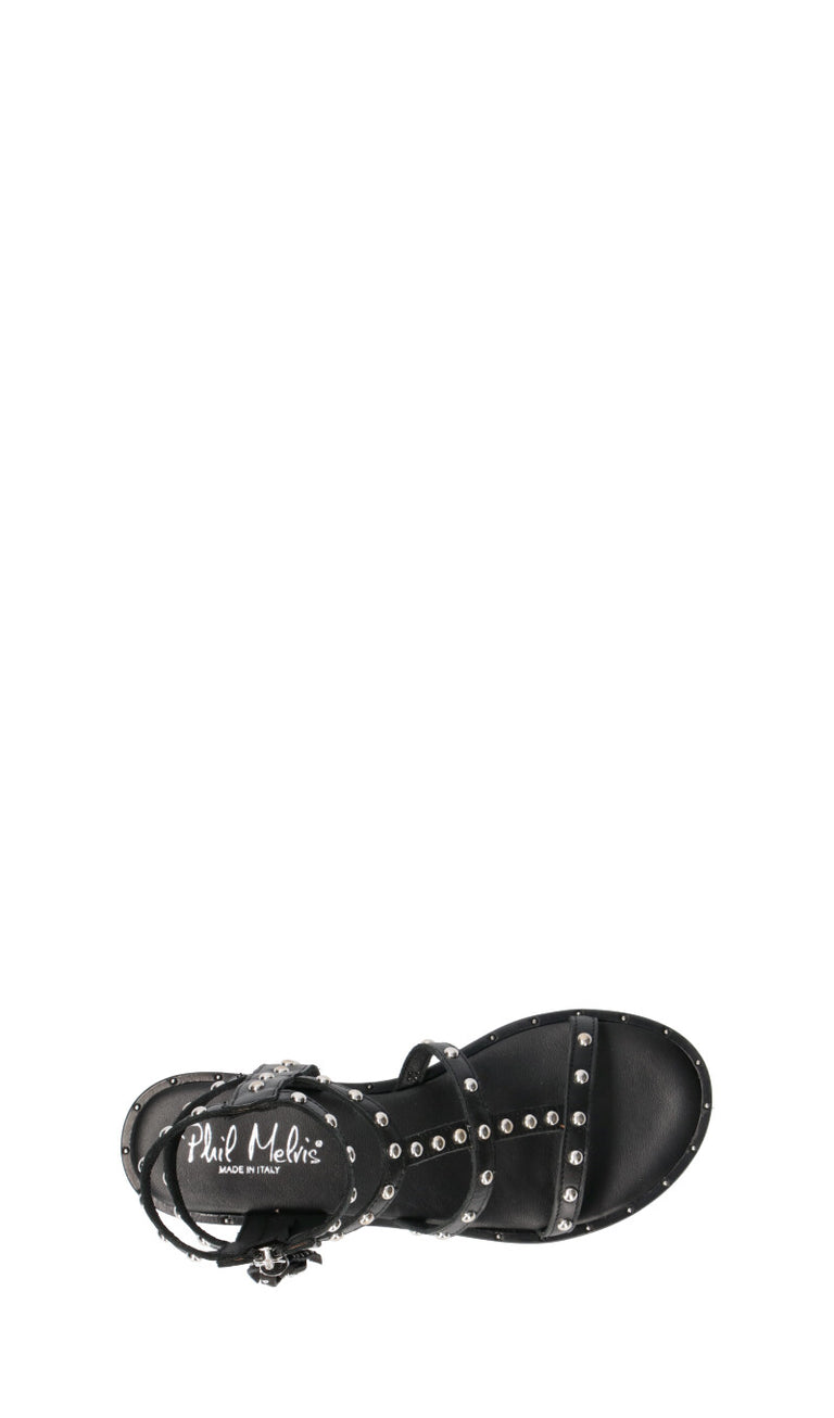 PHIL MELVIS Sandalo donna nero in pelle