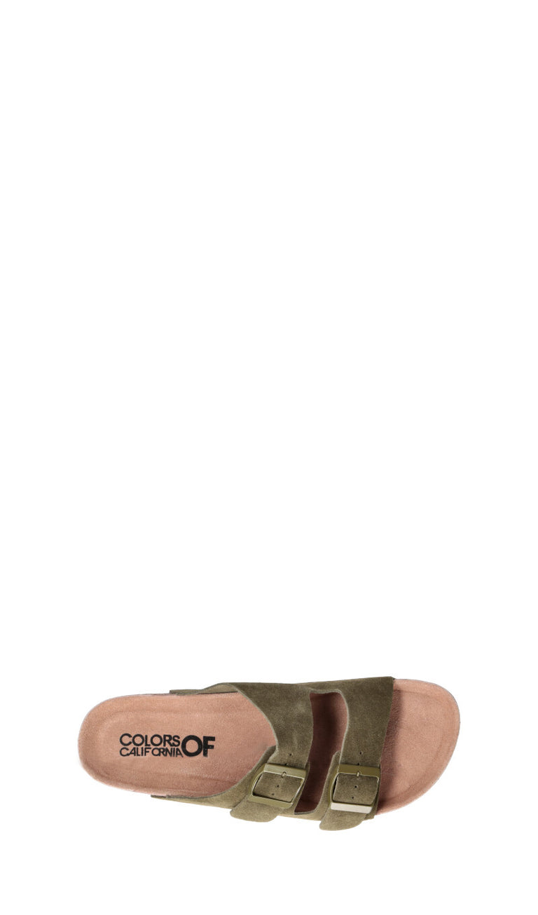 COLORS OF CALIFORNIA Ciabatta uomo verde militare in suede