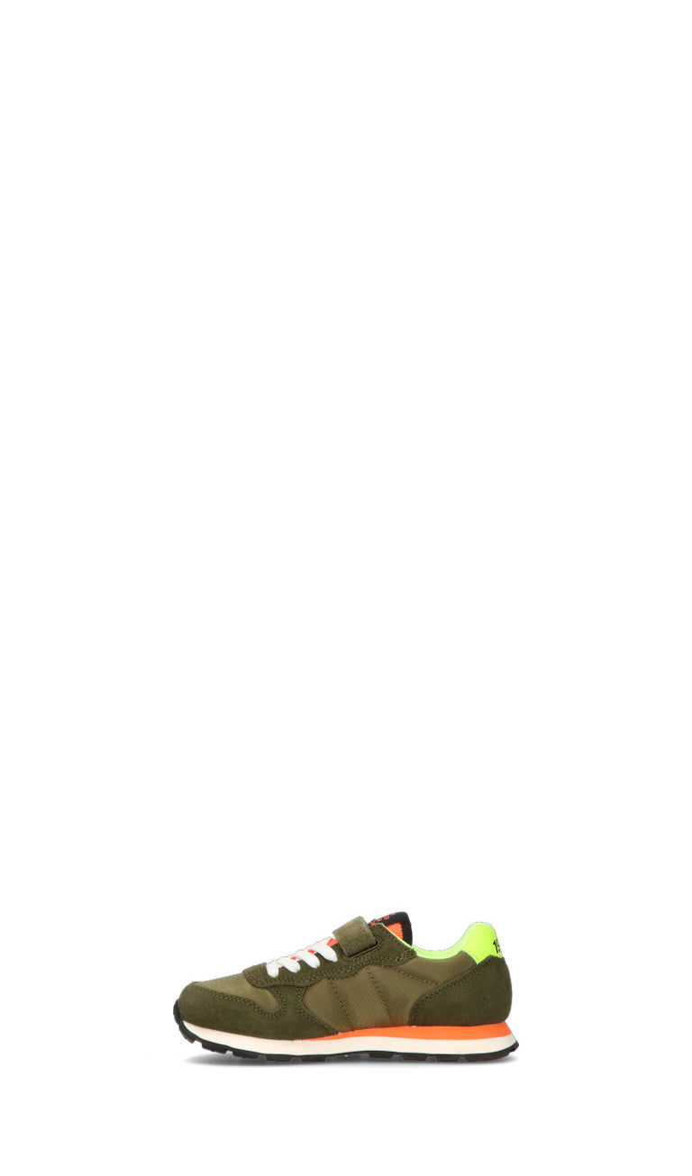 SUN68 Sneaker bimbo verde militare in pelle