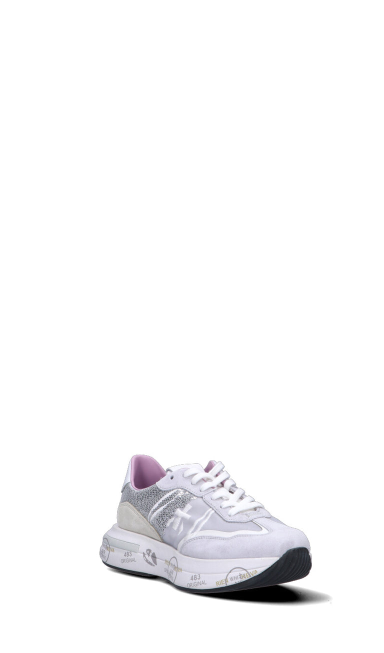 PREMIATA Sneaker donna bianca/grigia/rosa in suede