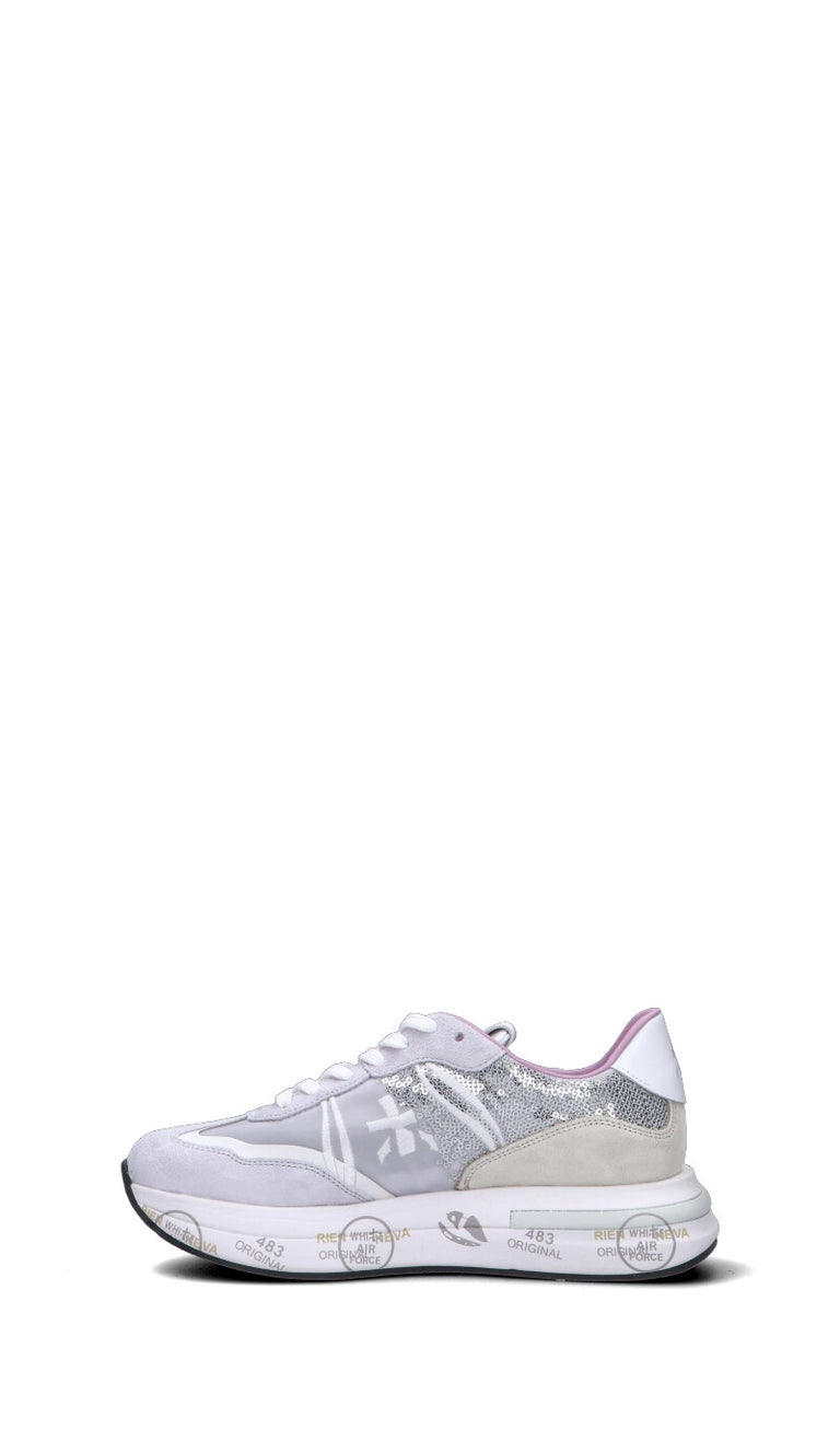 PREMIATA Sneaker donna bianca/grigia/rosa in suede