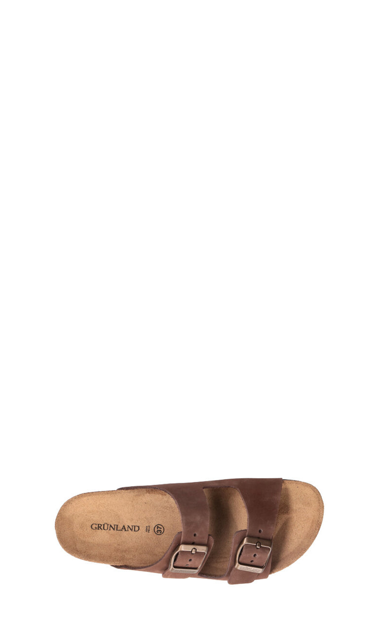 GRUNLAND Ciabatta donna marrone in pelle