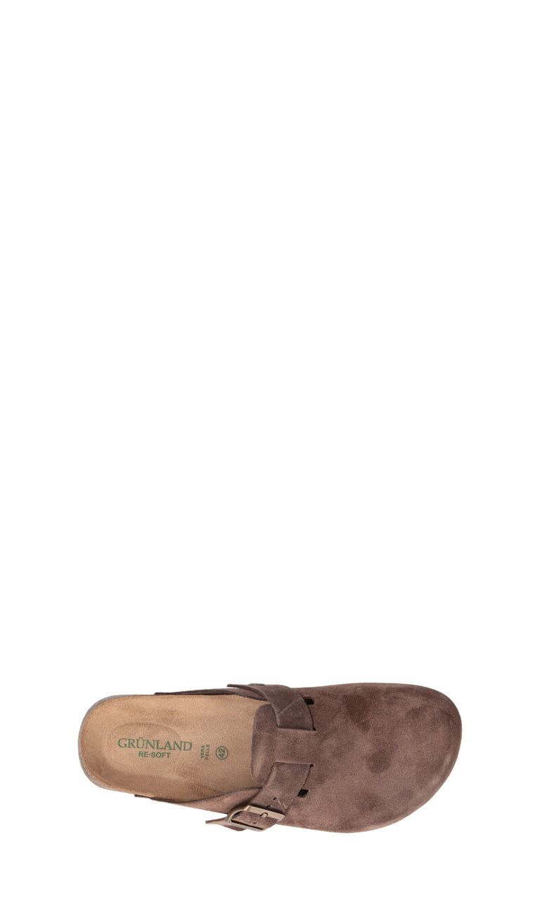 GRUNLAND Ciabatta uomo marrone in suede