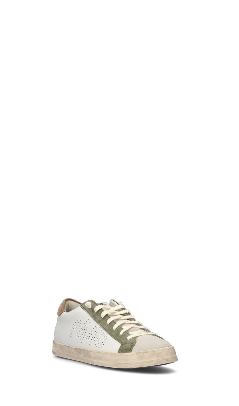 P448 Sneaker uomo bianca/verde/marrone in pelle