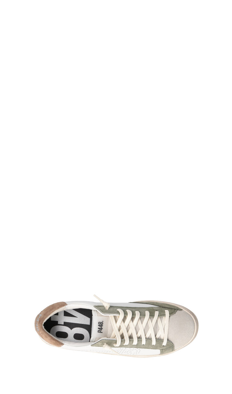P448 Sneaker uomo bianca/verde/marrone in pelle