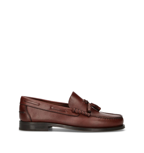 SAXONE Mocassino uomo red brown in pelle