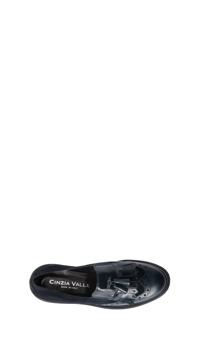 CINZIA VALLE Mocassio donna blu in pelle