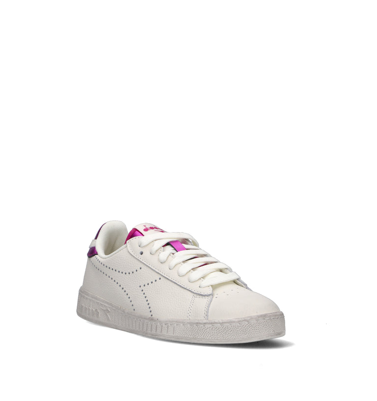 DIADORA GAME L LOW PUNCHED WN Sneaker donna bianca/fucsia in pelle
