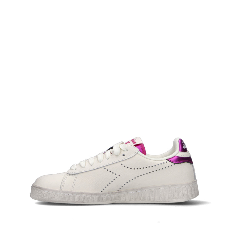 DIADORA GAME L LOW PUNCHED WN Sneaker donna bianca/fucsia in pelle