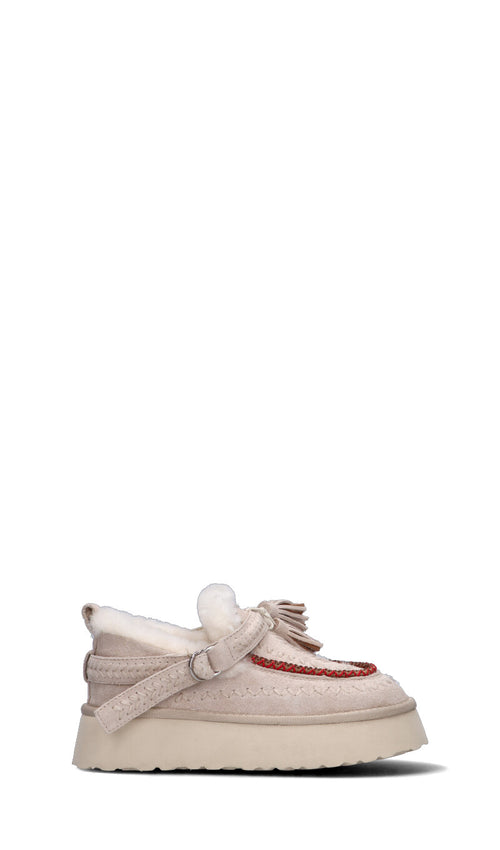 NANKU Stivaletto pelo beige in suede