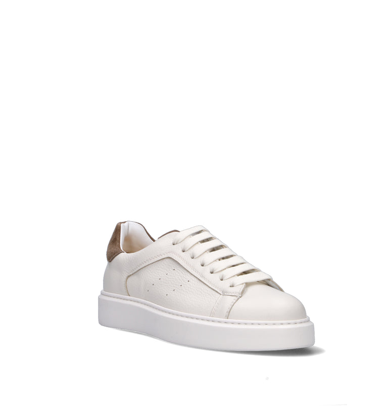 DOUCAL'S Sneaker uomo bianca/marrone in pelle