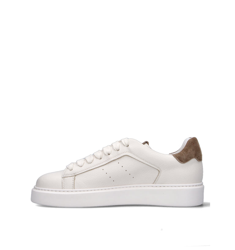 DOUCAL'S Sneaker uomo bianca/marrone in pelle