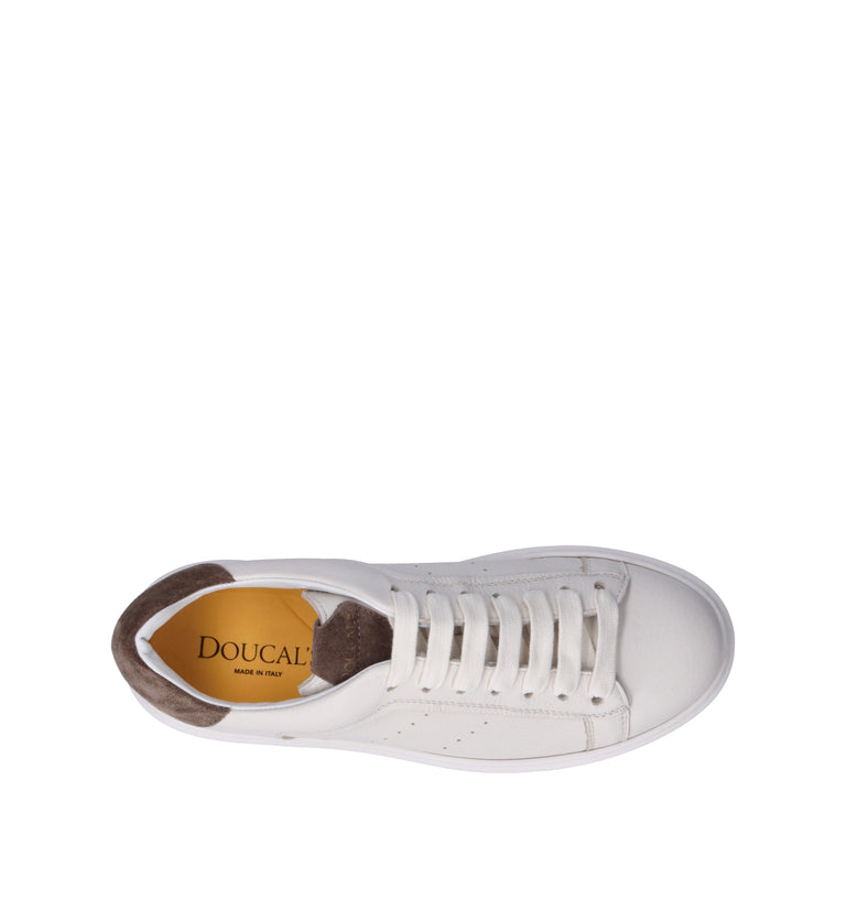 DOUCAL'S Sneaker uomo bianca/marrone in pelle