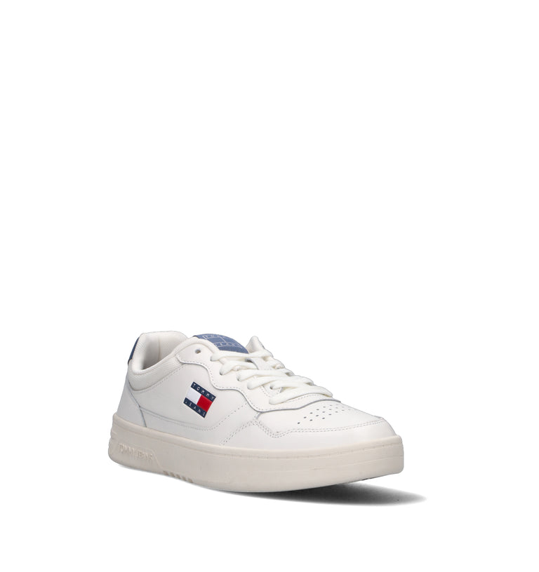 TOMMY HILFIGER JEANS Sneaker uomo bianca/azzurra in pelle