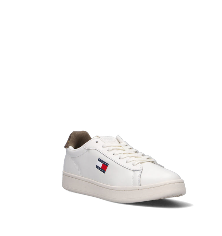 TOMMY HILFIGER JEANS Sneaker uomo bianca/marrone in pelle