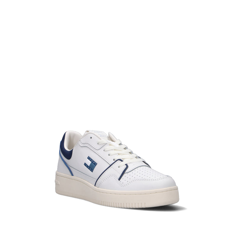 TOMMY HILFIGER JEANS Sneaker uomo bianca/blu in pelle
