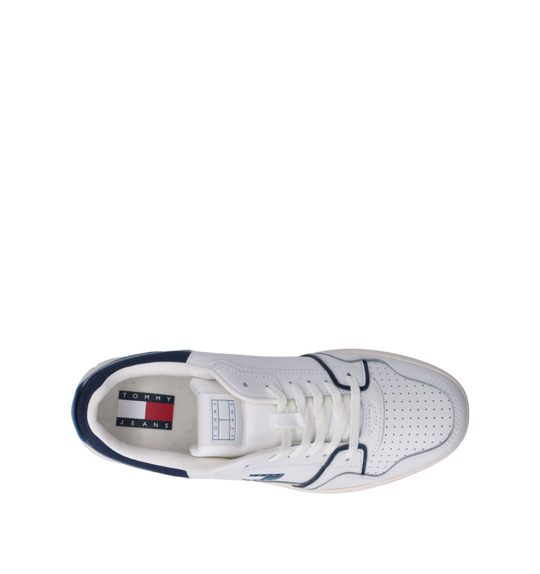 TOMMY HILFIGER JEANS Sneaker uomo bianca/blu in pelle