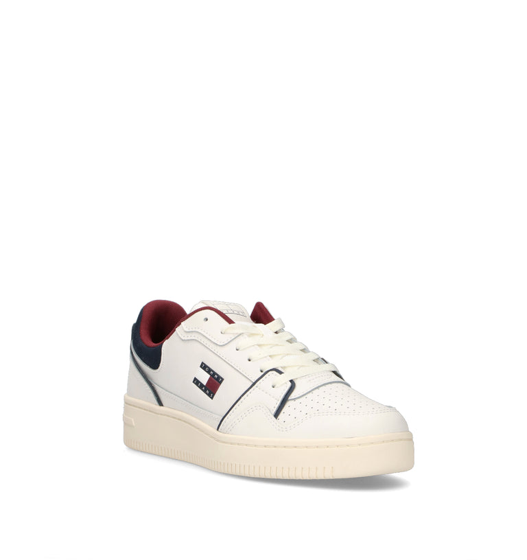 TOMMY HILFIGER JEANS Sneaker uomo bianca/blu in pelle