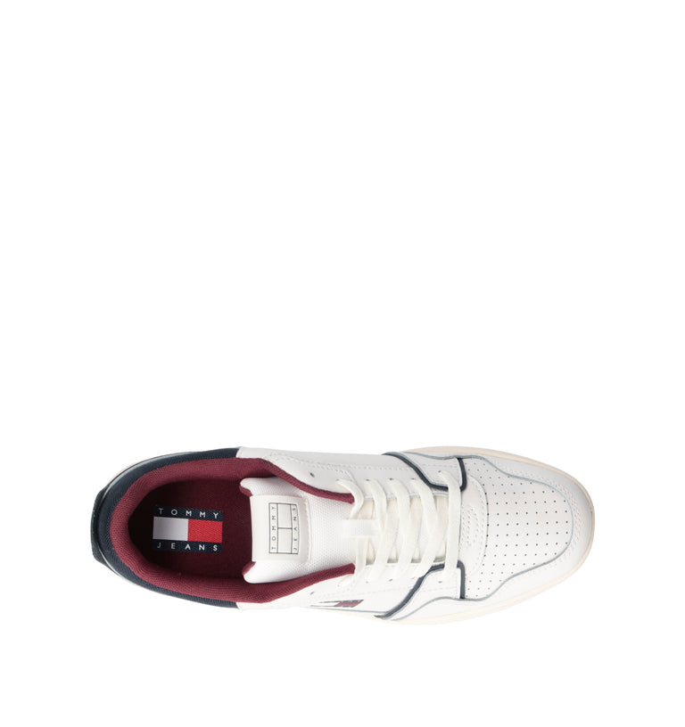 TOMMY HILFIGER JEANS Sneaker uomo bianca/blu in pelle