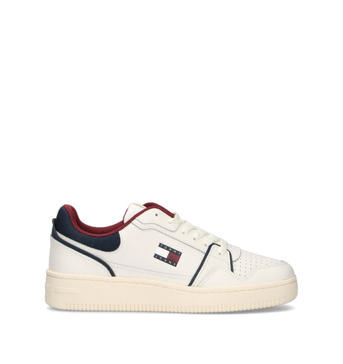 TOMMY HILFIGER JEANS Sneaker uomo bianca/blu in pelle