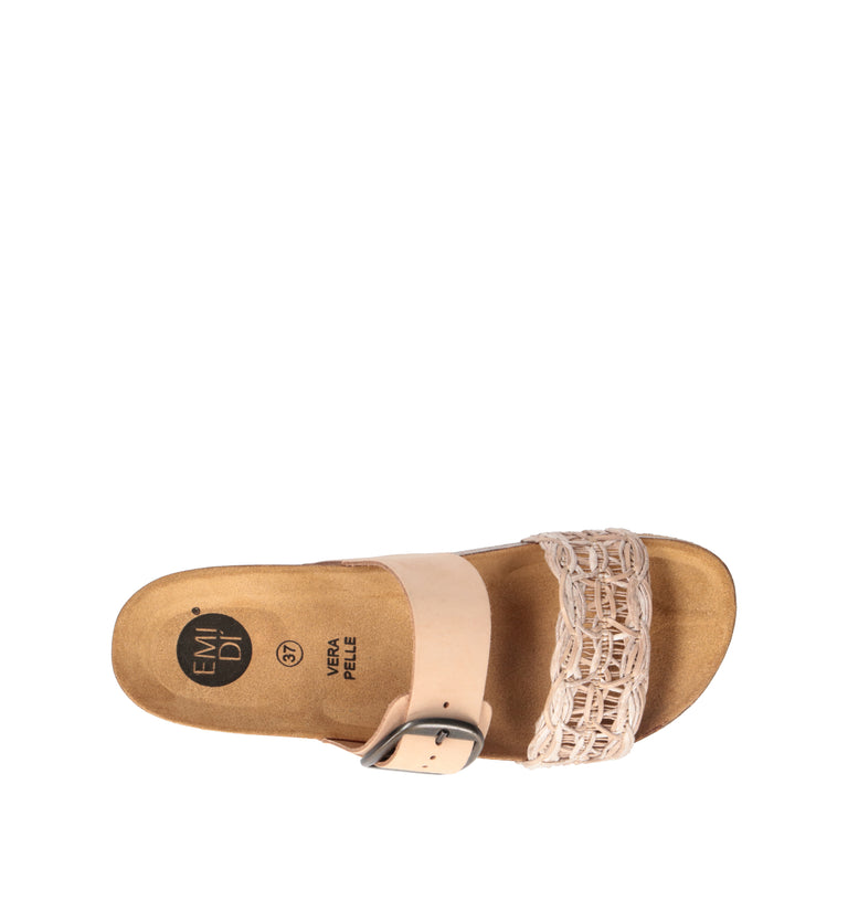 EMIDI' Ciabatta donna beige in pelle