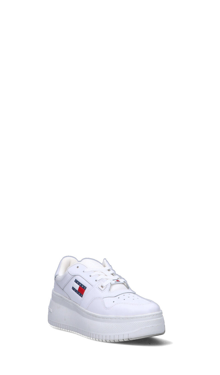 TOMMY HILFIGER JEANS Sneaker donna bianca in pelle