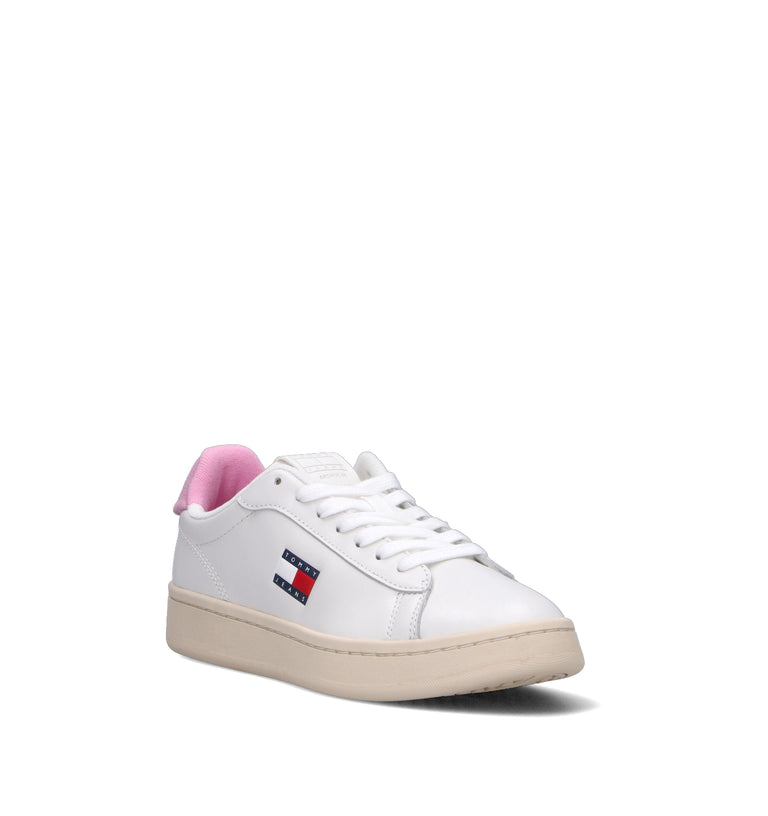 TOMMY HILFIGER JEANS Sneaker donna bianca/rosa in pelle