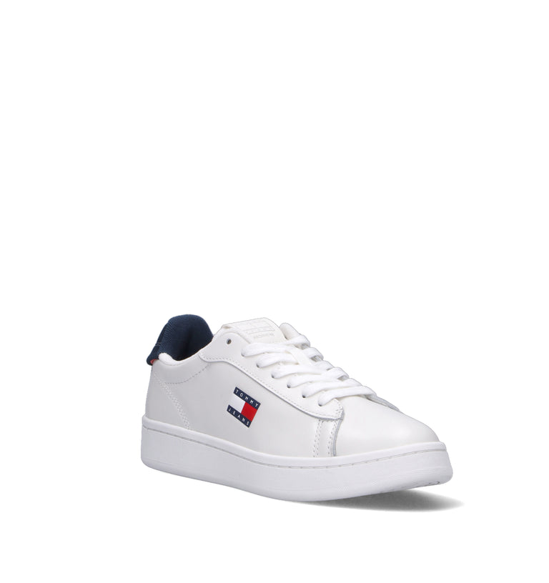 TOMMY HILFIGER JEANS Sneaker donna bianca/blu in pelle