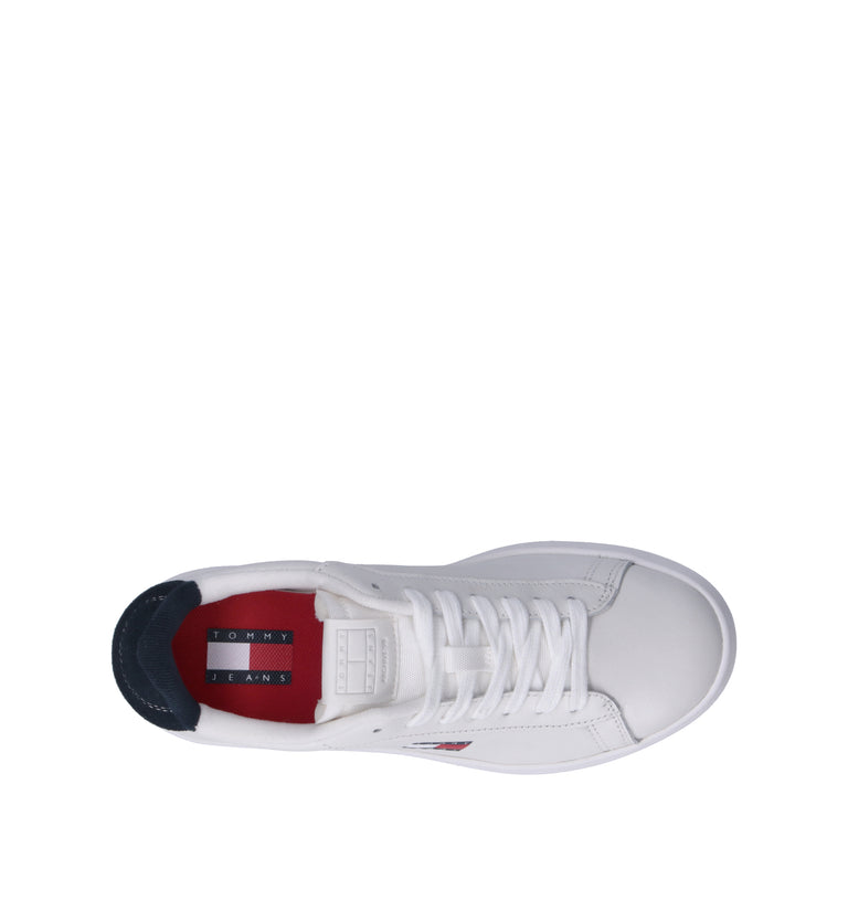 TOMMY HILFIGER JEANS Sneaker donna bianca/blu in pelle