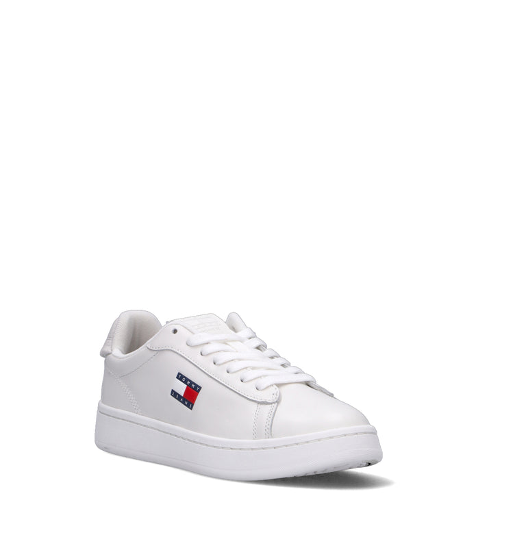TOMMY HILFIGER JEANS Sneaker donna bianca in pelle