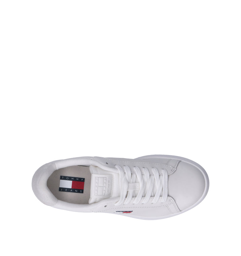 TOMMY HILFIGER JEANS Sneaker donna bianca in pelle
