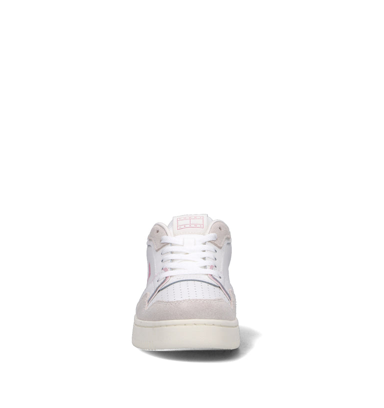 TOMMY HILFIGER JEANS Sneaker donna bianca/rosa in pelle