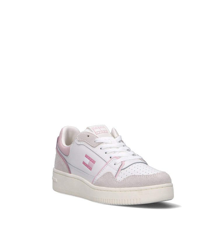 TOMMY HILFIGER JEANS Sneaker donna bianca/rosa in pelle